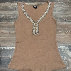 Mossimo Supply Co. Brown Embellished Tank Top